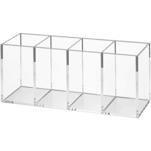 Witeygai Makeup Organiser Tray, Cosmetic Display Case, Office Stationery Storage Holder Makeup Box Units for Bathroom Drawers,Vanities,Countertops, Office Desk, Clear Acrylic (4 cells)