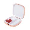 Simple Square Metal Portable Pill Box Storage Box with 3 Compartment (Rose Gold)