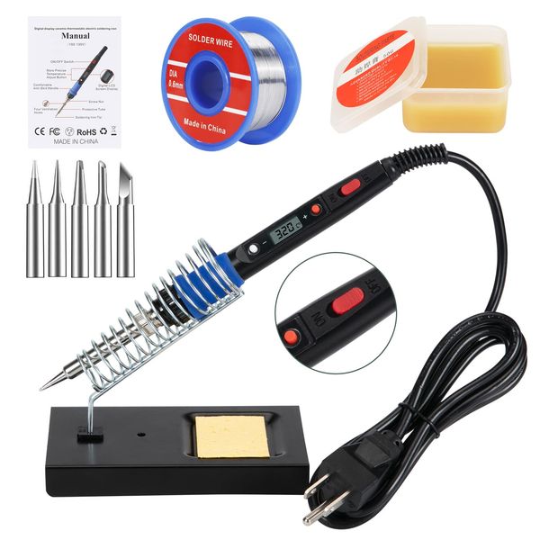 Soldering Iron Kit, 80W 110V LCD Digital Welding, 356-896℉(180-480℃), Portable Adjustable Temperature Soldering Kit, for Metal, Jewelry, Electric Repairing, DIY