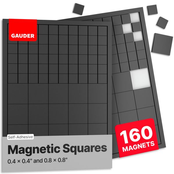 GAUDER Magnetic Squares Self Adhesive | Flexible Sticky Magnets | Magnetic Stickers