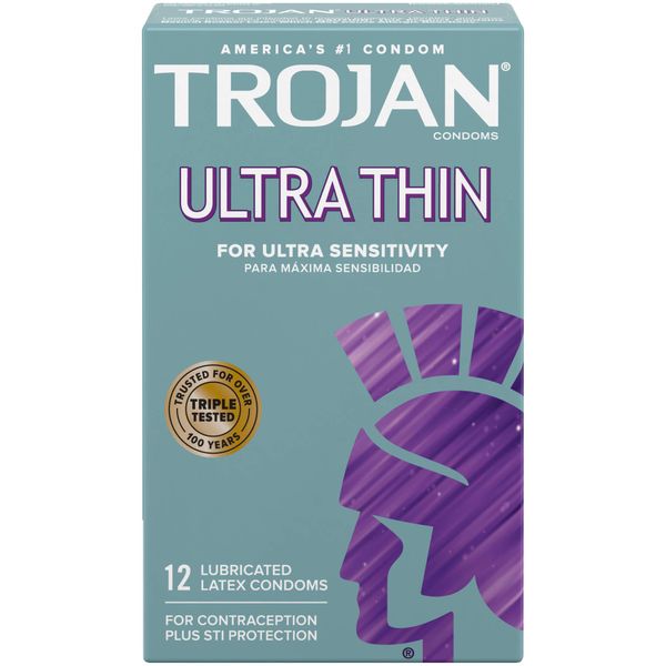 Trojan Ultra Thin Premium Lubricated Condoms - 12 Count