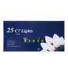25 Ft Christmas Light String with Clear White C7 Light Bulbs for Indoor/Outdoor