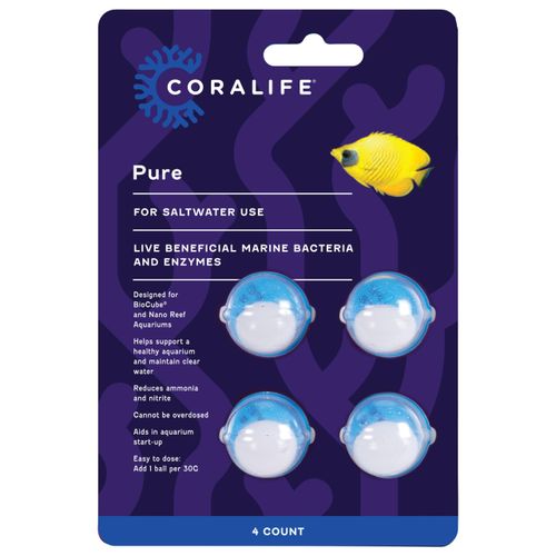 Coralife Aquarium Fish Tank Marine Salt Water PURE Water Care Bacteria Supplement, 4 pack