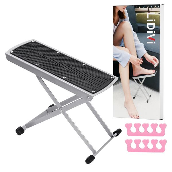 LiDiVi Pedicure Foot Rest, Adjustable Foot Stand for Pedicure, No More Bending or Stretching Pedicure Stool for Easy At Home, Non-Slip Sturdy with Toe Separator, Beauty Pedicure Kit (Black)