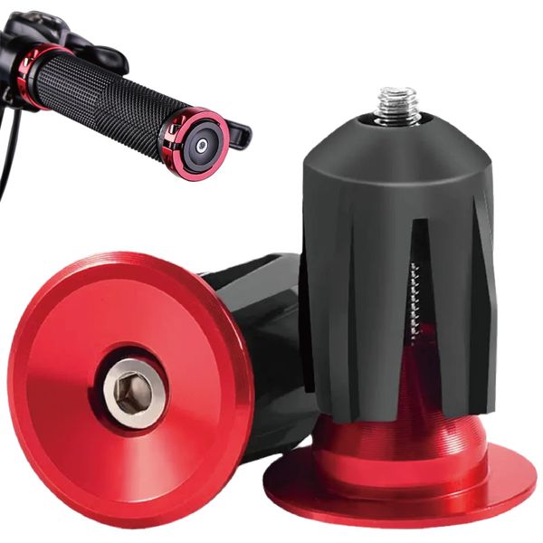VANSIHO Bike Handlebar Ends Caps with Screw (Red)