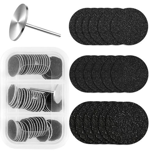 XIATIAN 60Pcs Sanding Paper Discs for Pedicure, Callus Remover Sandpaper, Replaceable Sandpaper Discs, Foot Files Discs with Nail Drill Bit for Manicure Pedicure Dead Skin Callus Removal#80#120#180