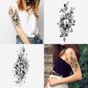 Acevegue Flowers Temporary Tattoos, Realistic Half Arm Fake Tattoo Sleeves for Women Adults, Black Semi Permanent Stick on Tattoos Stickers Transfer Paper for Makeup Accessories Decorations-10 Sheets