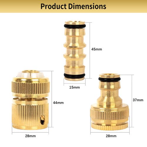 Kazaigou 6 Pack Brass Garden Hose Quick Connector, Garden Hose Tap Connector Pipe Fittings Kit, 2 Double Male Connector, 2 Hose End Connector, 2 Hose Tap Connector 1/2'' & 3/4'' 2-in-1 Faucet Adapter
