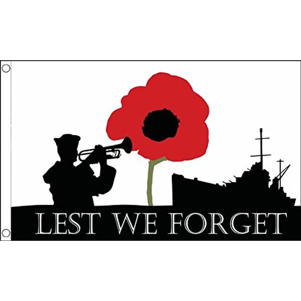 Lest we Forget (Navy) Flag 5ft x 3ft