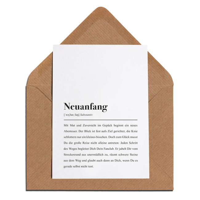 Neuanfang Definition: Grußkarte mit Umschlag