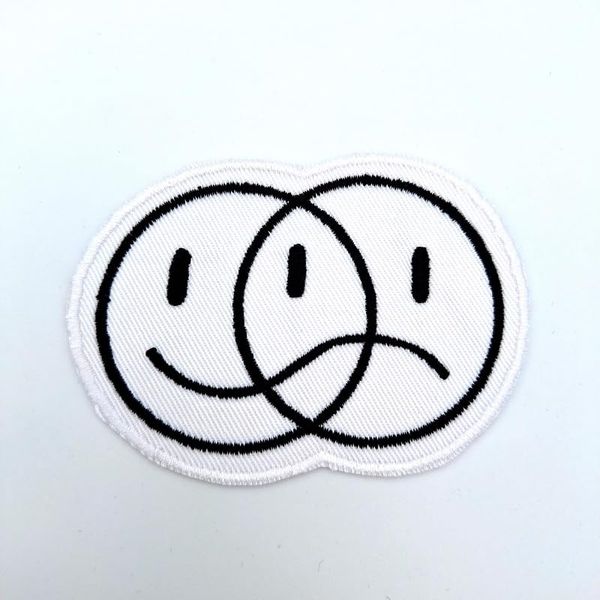 Happy Sad Embroidered Patch Badge Applique Iron on