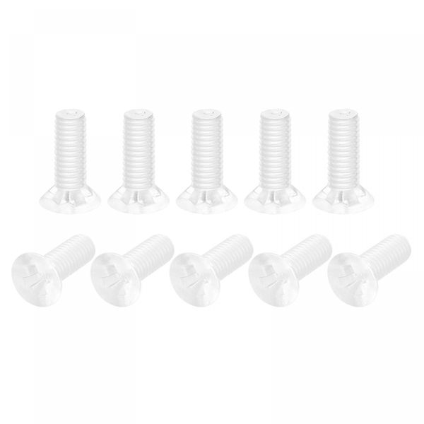 sourcing map M3 x 8mm Plastic Phillips Machine Screws, PC Flat Head Machine Bolts Transparent 25pcs