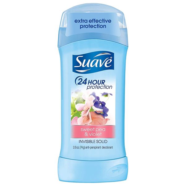 Suave Deodorant 2.6 Ounce 24Hr Sweet Pea & Violet Invis. Solid (76ml) (6 Pack)