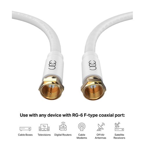 UCC Coaxial Cable (25 ft) Triple Shielded-RG6 Coax TV Cable Cord Wire in-Wall Rated-Digital Audio VideoGold Plated Connectors -25 feet