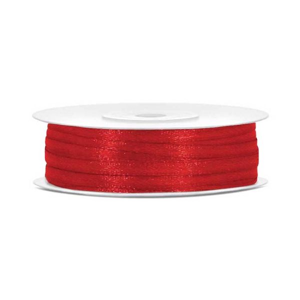 Satin Ribbon, Red, 3 mm / 50 m