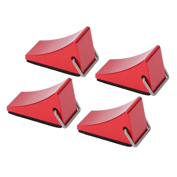 4PCS RC Model Car Wheel Chock Non Slip Bottom RC Aluminum Alloy Wheel Chock Set for Gen 8 for SCX1(Red)