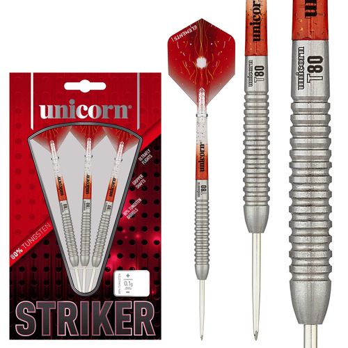 Unicorn Steel Tip Darts Set | Core XL Striker Series Style 2 | 80% Natural Tungsten Barrels | 21 g