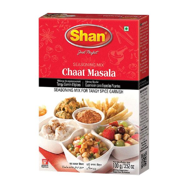 Shan - Chaat Masala Seasoning Mix (100g) - Spice Packets for Tangy and Spicy Garnish