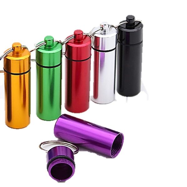 Pill Case, Portable Supplement Case, Set of 6 Colors, Medicine Storage, Outdoor, Portable Ashtray, Keychain, Nitro, Aluminum, Waterproof