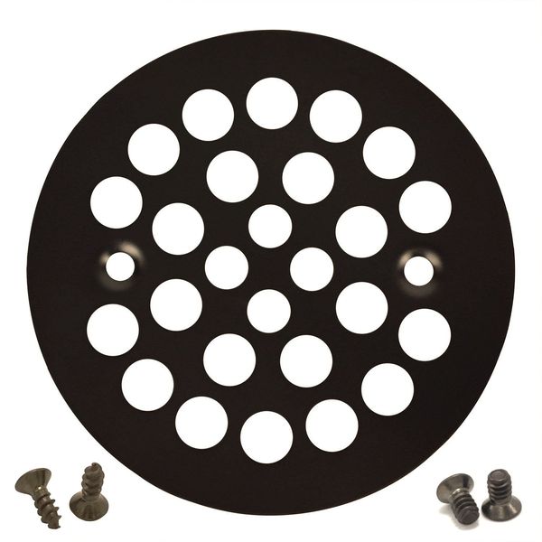 4-1/4" Round Shower Grate Drain Strainer Replacement Cover Oil Rubbed Bronze + Machine and Tapping Screws