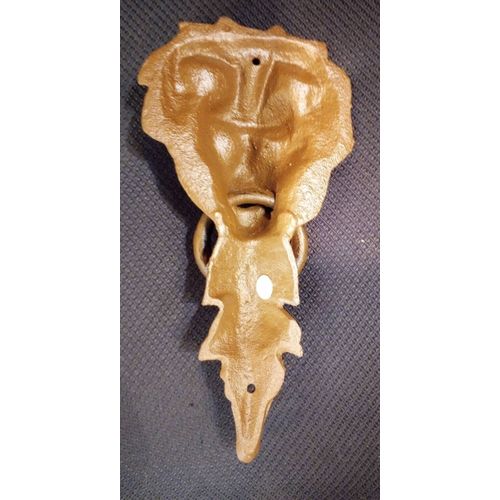 Medium 10-3/4 H x 5-1/2" L Cast Iron Lion Face Door Knocker Rustic Brown