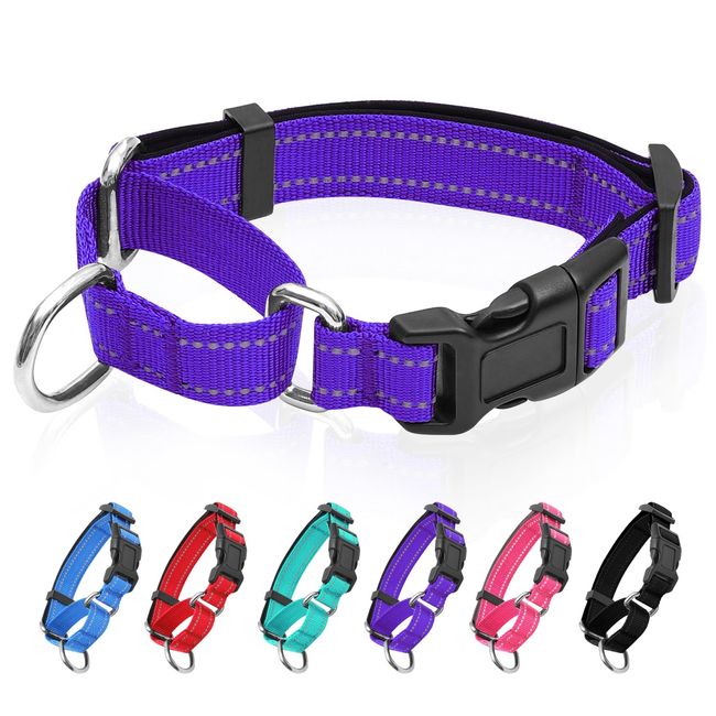 Reflective Martingale Dog Collars. Dog Collar with Quick Release Buckle. Adjustable Soft Padded Breathable Nylon Pet Collar Suitable for Puppies for Small Medium Large Dogs.