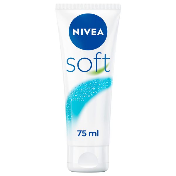 NIVEA Soft Erfrischende Feuchtigkeitscreme, leichte Creme mit Vitamin E und 100% natürlichem Jojoba-Öl, schnell einziehende Hautcreme für intensive Feuchtigkeit (75 ml)