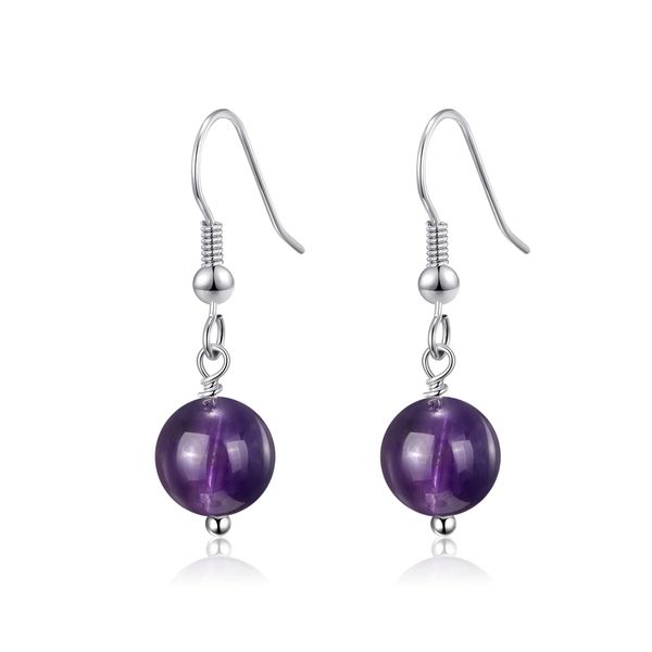 Philip Jones Amethyst Gemstone Round Drop Earrings