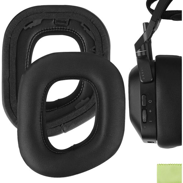 Geekria Comfort Protein Leather Replacement Ear Pads for Corsair HS80 RGB Wireless Headphones Ear Cushions, Headset Earpads, Ear Cups Repair Parts (Black)