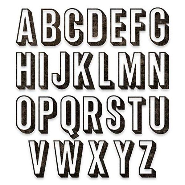 Sizzix Thinlits Die Set 26PK 664729 Alphanumeric Shadow Upper by Tim Holtz