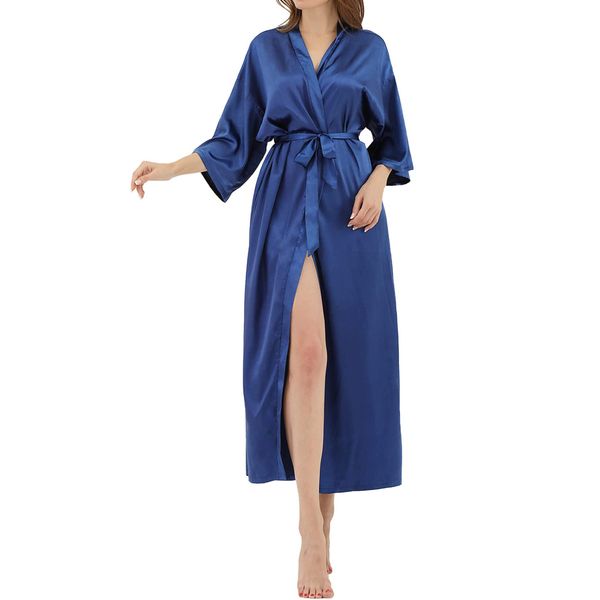 Dairylook Ladies Kimono Dressing Gowns For Women UK Long Solid Color Silky Dressing Gown For Women Luxury Satin Robe Bride And Bridesmaid Dressing Gowns