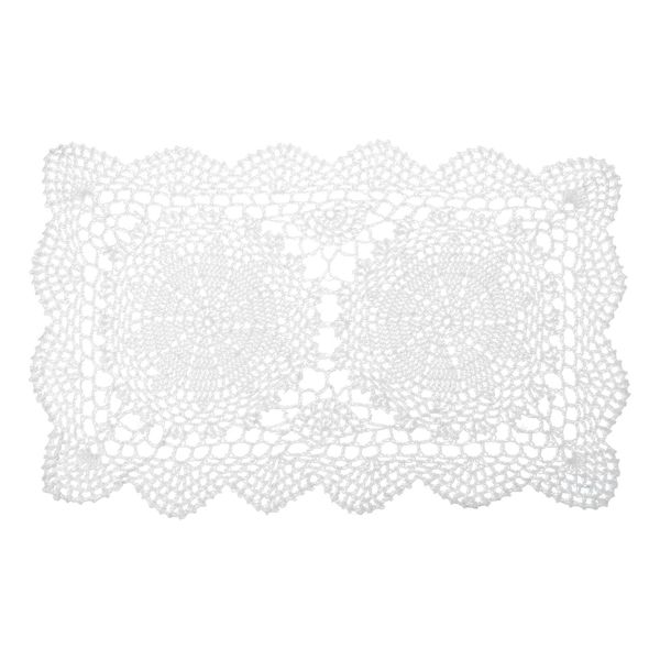 Sourcing Map 17x11 Inch Handmade Crochet Doilies, Polyester Cotton Placemats for Dining Table Kitchen Parties, Rectangular, White