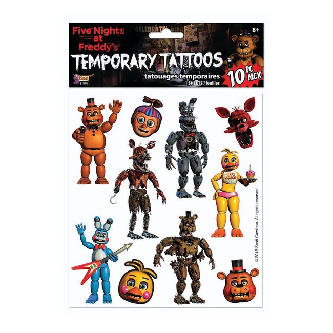 Rubie's Five Nights at Freddy's Temporary Tattoo Sheet, One Size, As Shown