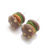 Idin Handmade Earrings - Miniature brown hamburger polymer clay stud earrings