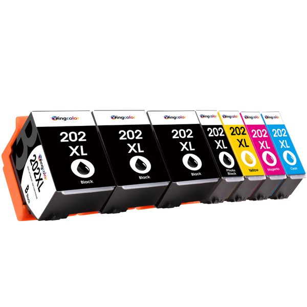 YINGCOLOR 202XL Ink Cartridges Replacement for Epson 202XL 202 XL Compatible for Epson Expression Premium XP-6100 XP-6105 XP-6000 XP-6005 XP-6001 Printer (7 PACK)