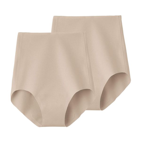 Gunze KL2070 Women's Panties, Kireilabo, Completely Non-Sewn, Cotton Blend, Regular Shorts, Set of 2, beige