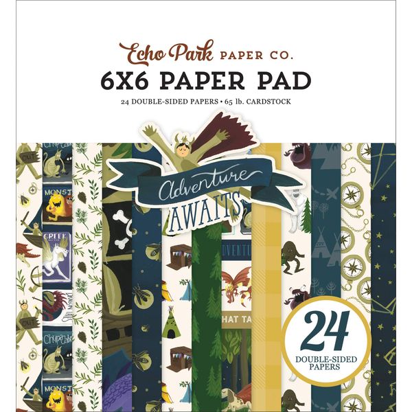 Echo Park Double-Sided Paper Pad 6"X6" 24/Pkg-Adventure Awaits, 12 Designs/2 Each