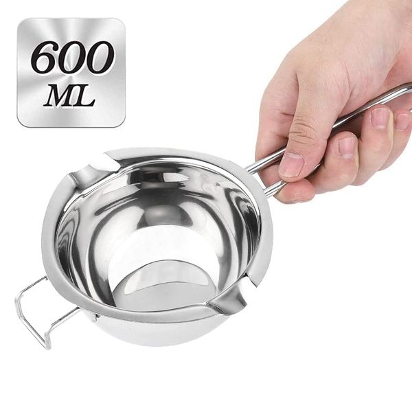 Wax Melting Pot - 600ML Double Boiler, Stainless Steel Chocolate Melting Pot for Melting Chocolate, Butter, Candy, Candle, Soap, Wax