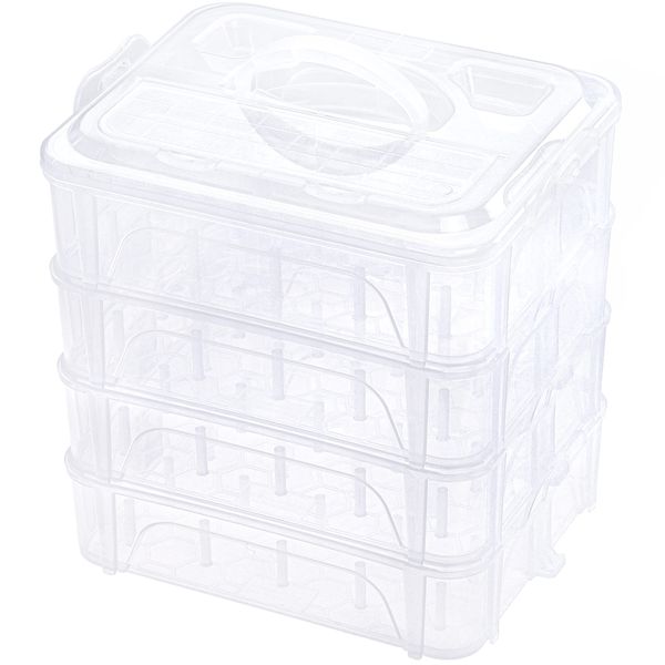 New brothread 4 Layers Stackable Clear Storage Box/Organizer for Holding 80 Spools Home Embroidery & Sewing Thread (Spool Size Requirement: Height≤5.6cm; Width≤4.3cm)