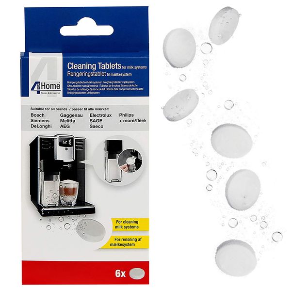 Qualtex Coffee Machine Milk System Cleaning Tablets Compatible With DeLonghi Coffee Machine Makers - 6PK