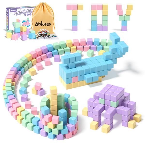Apluses 32pcs Magnetic Blocks Building Cubes for Toddlers | Classroom Must Haves Creative Learning Kids Toys | Preschool Montessori Sensory Autism Magnet Toys for Boys and Girls Ages 3 4 5 6
