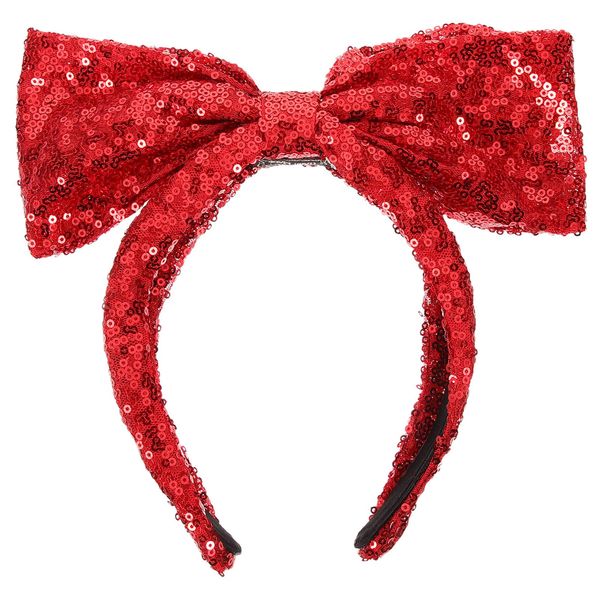 FRCOLOR Christmas Bow Headband Red Sequin Bow Headbands Huge Bow Headband Xmas Hair Hoop Bows Hair Accessories