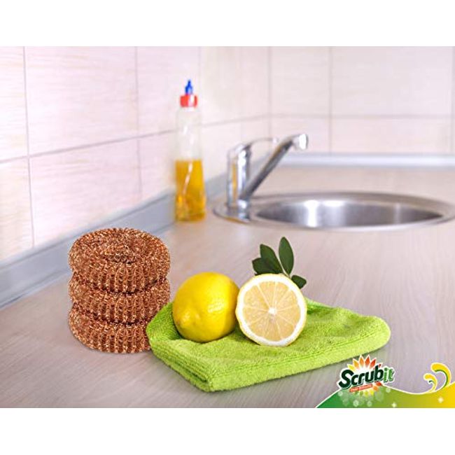 SCRUBIT Heavy Duty Scrub Sponges - Dishwashing Sponge Along with A Tough  Scouring Pad - Ideal for Cleaning Kitchen, Dishes, Bathroom - Yellow - 24