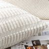Madizz Pack of 2 Boho Striped Corduroy Throw Pillow Covers 18x18 inch, 45x45 cm, Beige Soft Decorative Cushion Cover for Sofa Bedroom Pillow Shell