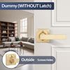 EHOMEWARE 2 Pack Gold Dummy Door Handles, Half Dummy No Lock Function Without Latch or Key, Pull or Push Function for Pantry or French Doors