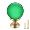 Guank 10-Pack Cabinet Green Crystal Knobs Solid Brass Base, Drawer Round Beacon Spherical Gold Knobs, 1-Inch Diameter, Modern Kitchen Cabinet Brushed Brass Bas