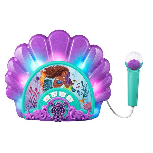 eKids The Little Mermaid Karaoke Microphone with Boombox for Fans of The Little Mermaid Toys, Kids Karaoke Machine with Built in Music