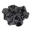 Scrunchie Adult Only Black and White Monotone Checkered Botanical Pattern, Made in Japan by KOEIDO Original, white