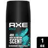 AXE Men Travel Deodorant, Aluminum-Free, Bodyspray, Apollo 6-Pack – 48H Anti-Sweat Protection, TSA-Approved Body Spray, 1 Oz Ea