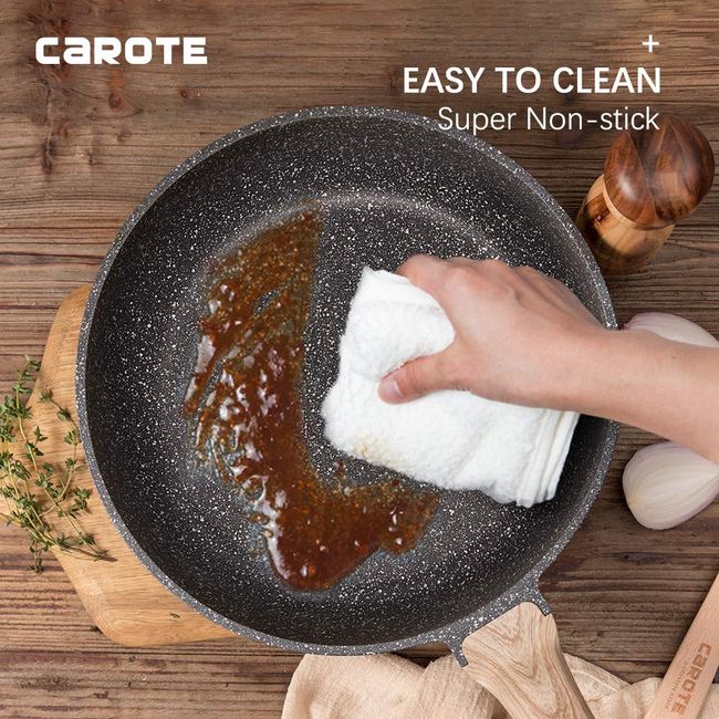 CAROTE White Nonstick Frying Pan Skillet,White Granite,Chef's Pan